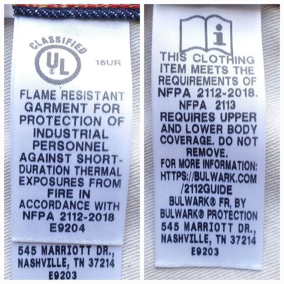 Bulwark FR Jeans Mens 42 x 32 (Waist 40") Blue Denim Cotton Cat 2 2112 PEJ2DD1 - Picture 10 of 16